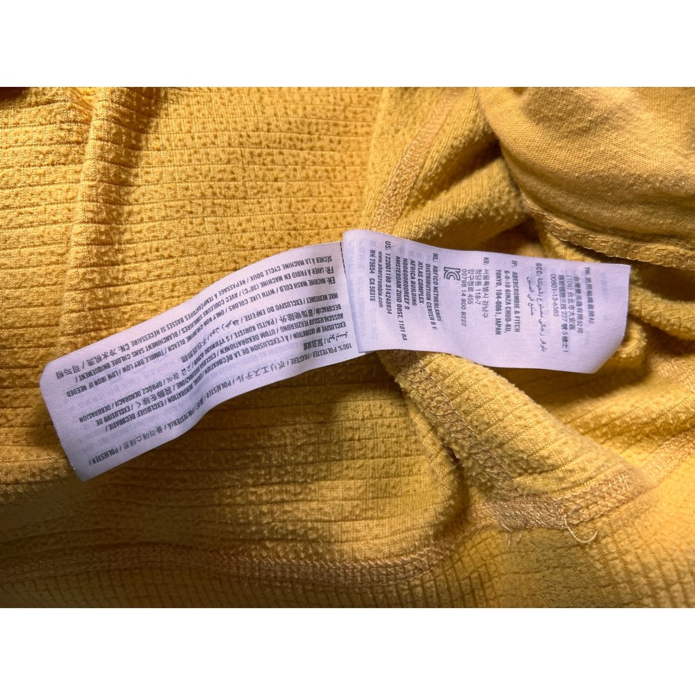 Abercrombie & Fitch Hoodie Mens XXL Yellow Waffle Knit Gorpcore Minimalist - Picture 5 of 8